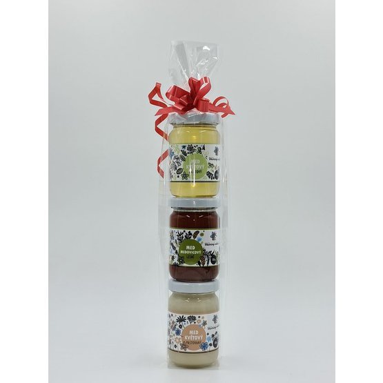 Dárková sada 3x 130g med pastovaný, medovicový a akátový